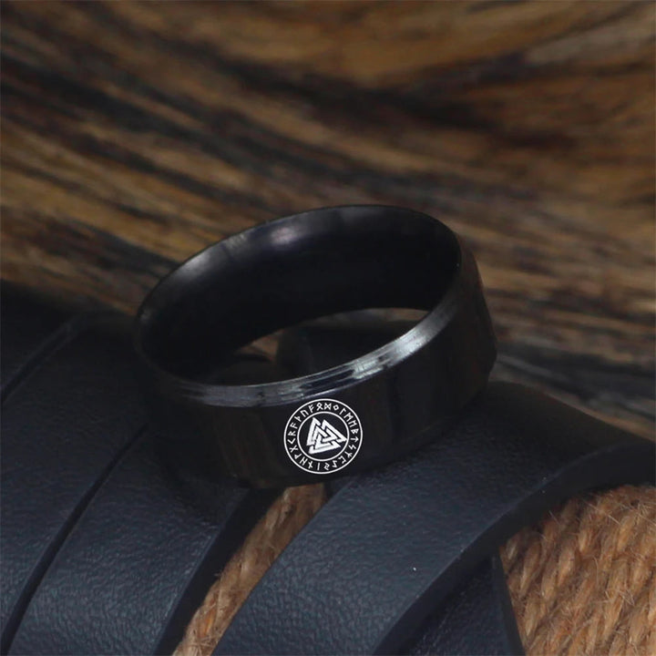 WorldNorse Vintage Valknut Schwarzer Edelstahlring