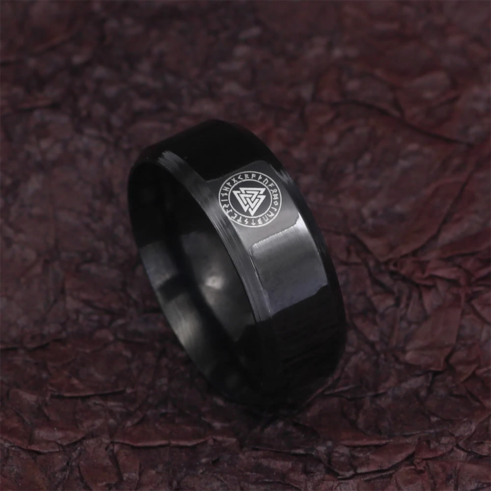 WorldNorse Vintage Valknut Schwarzer Edelstahlring