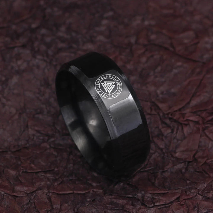 WorldNorse Vintage Valknut Schwarzer Edelstahlring