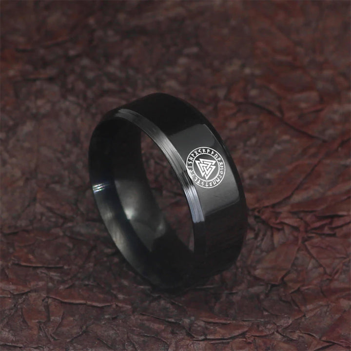 WorldNorse Vintage Valknut Schwarzer Edelstahlring