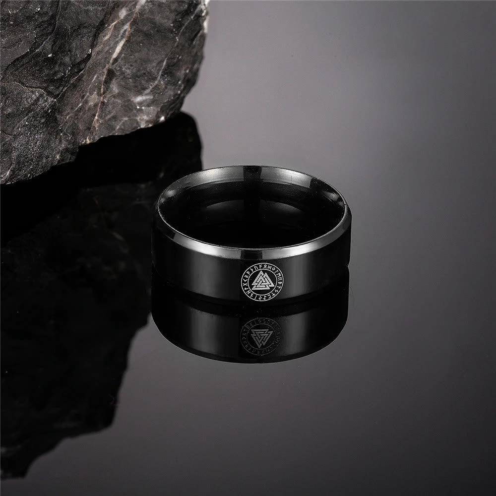 WorldNorse Vintage Valknut Schwarzer Edelstahlring
