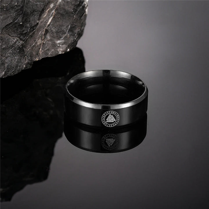 WorldNorse Vintage Valknut Schwarzer Edelstahlring