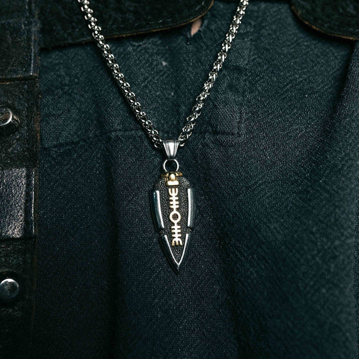 WorldNorse Massive doppelseitige Halskette mit Odins Speer und Valknut -Amulett