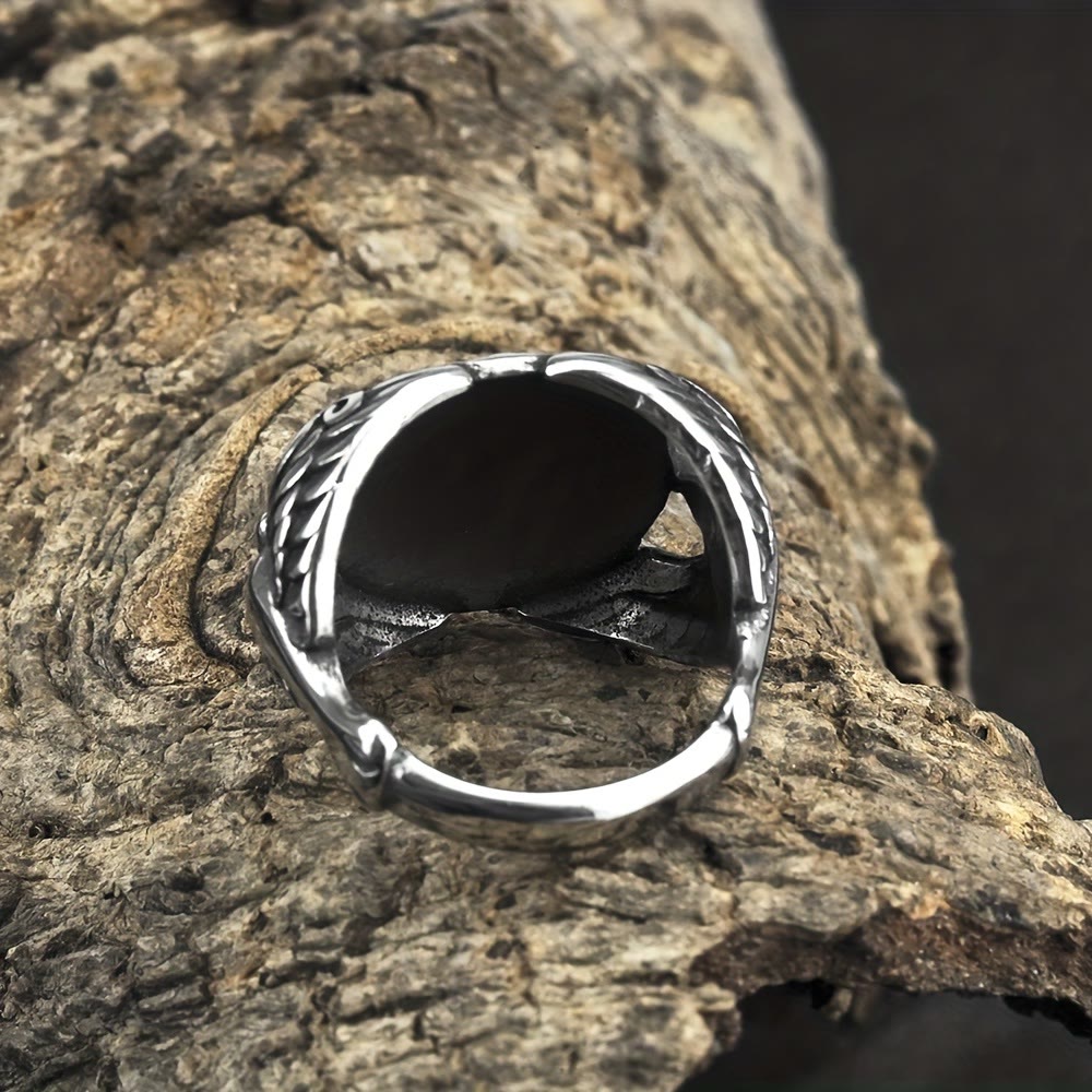 WorldNordischer Wikinger Odin Raven & Helm der Ehrfurcht Ring