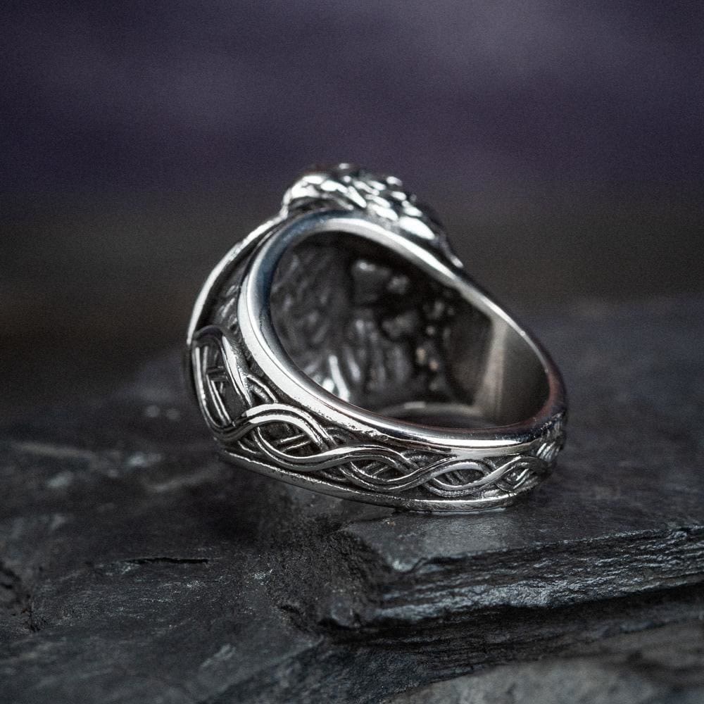 WorldNorse Wikinger-Ring für Herren mit Raven und Valknut