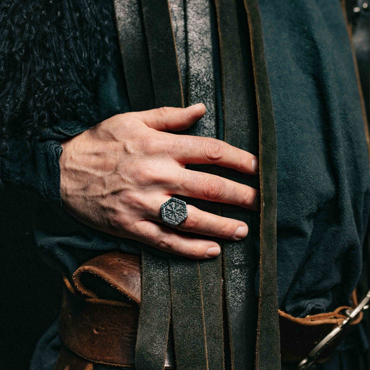 WorldNorse Valknut Kompass Edelstahl Wikinger Ring