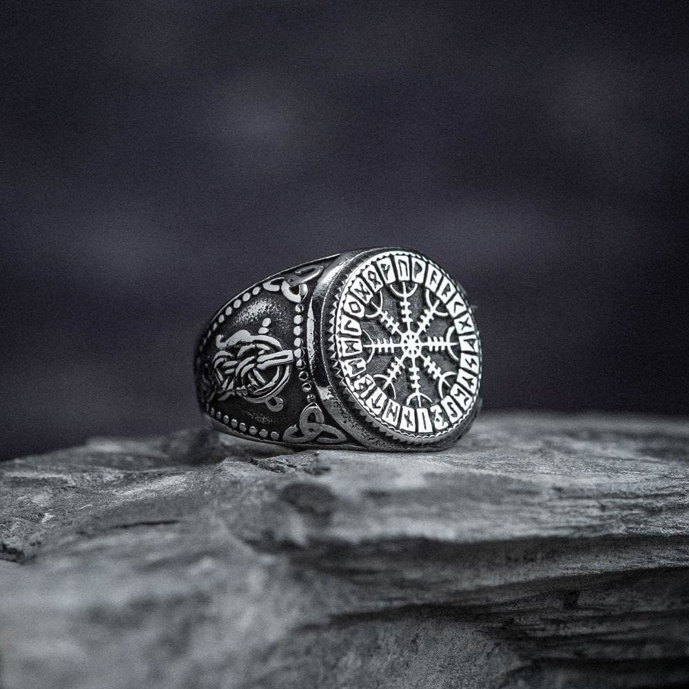 WorldNorse Helm Of Awe Rune und Triquetra Amulett Ring