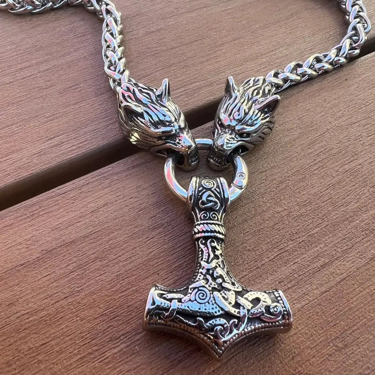 WorldNorse Vintage Wikinger Mjölnir mit Wölfen Halskette & Armband - image 12