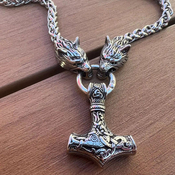 WorldNorse Vintage Wikinger Mjölnir mit Wölfen Halskette & Armband - image 12