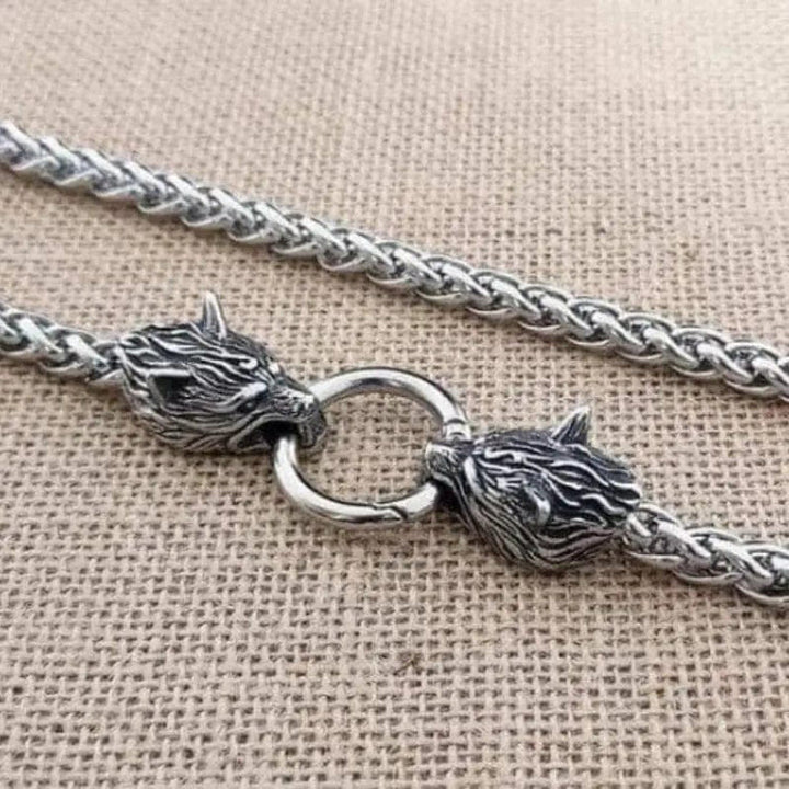 WorldNorse Vintage Wikinger Mjölnir mit Wölfen Halskette & Armband