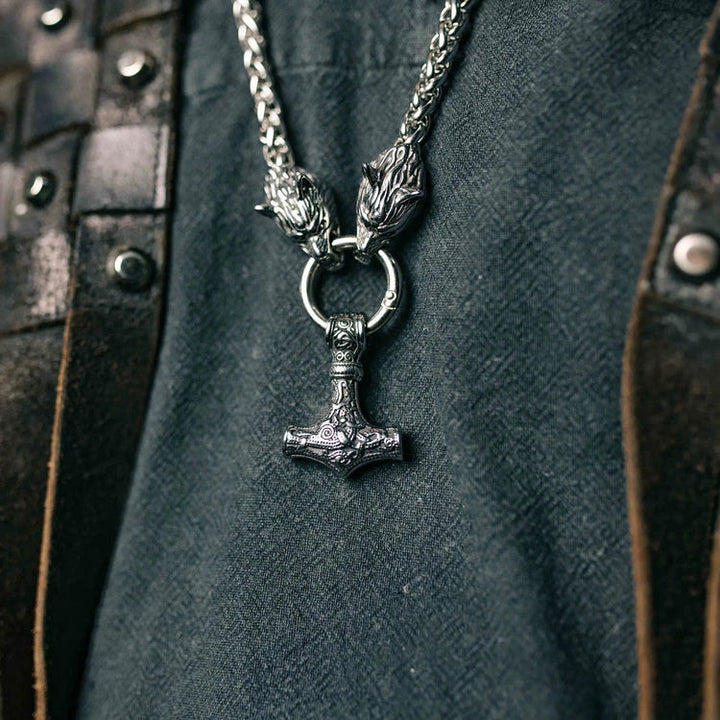 WorldNorse Vintage Wikinger Mjölnir mit Wölfen Halskette & Armband - image 7