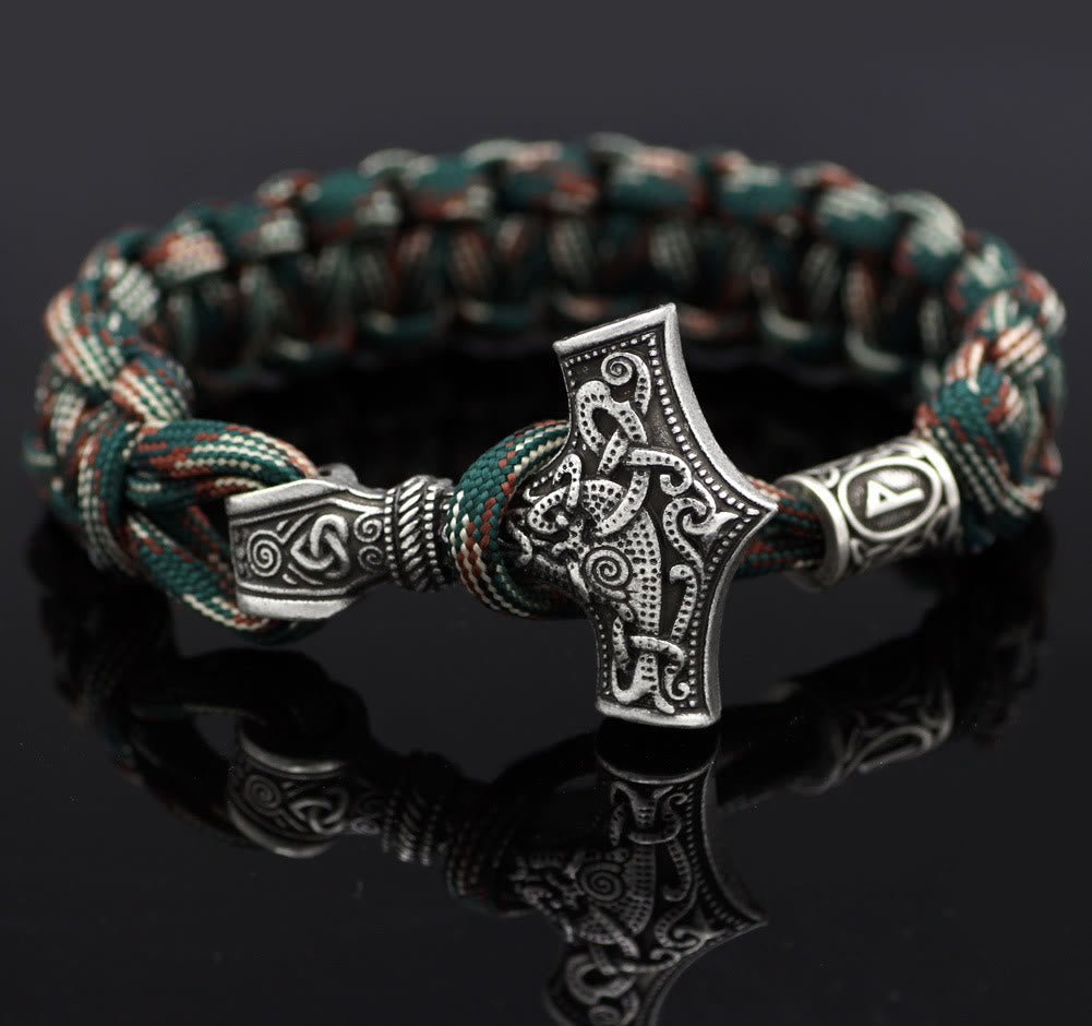 WorldNorse Thors Hammer geflochtenes Seil Wikinger Mjölnir Armband