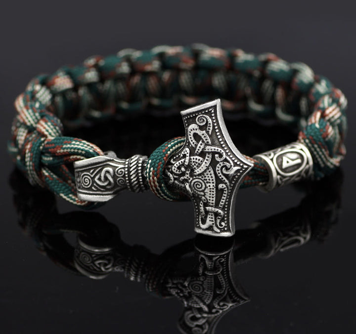 WorldNorse Thors Hammer geflochtenes Seil Wikinger Mjölnir Armband