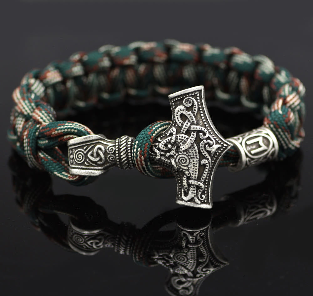 WorldNorse Thors Hammer geflochtenes Seil Wikinger Mjölnir Armband