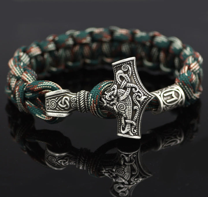 WorldNorse Thors Hammer geflochtenes Seil Wikinger Mjölnir Armband