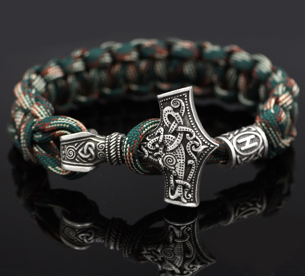 WorldNorse Thors Hammer geflochtenes Seil Wikinger Mjölnir Armband