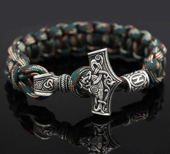 WorldNorse Thors Hammer geflochtenes Seil Wikinger Mjölnir Armband