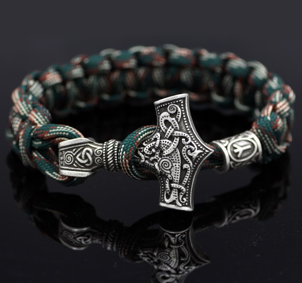 WorldNorse Thors Hammer geflochtenes Seil Wikinger Mjölnir Armband