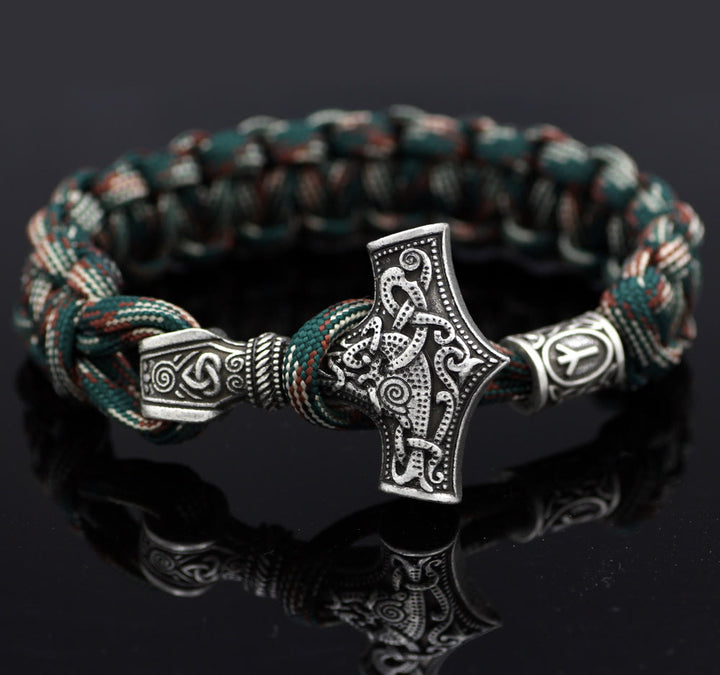WorldNorse Thors Hammer geflochtenes Seil Wikinger Mjölnir Armband