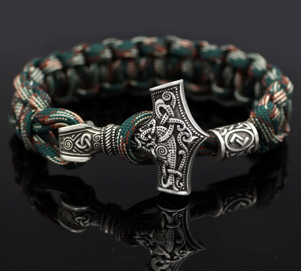 WorldNorse Thors Hammer geflochtenes Seil Wikinger Mjölnir Armband