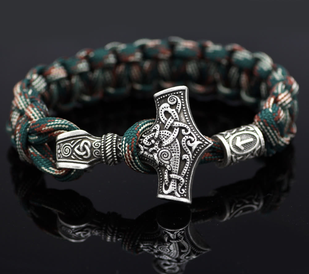 WorldNorse Thors Hammer geflochtenes Seil Wikinger Mjölnir Armband