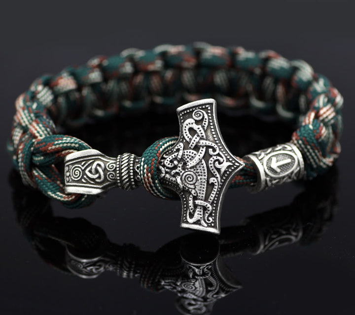 WorldNorse Thors Hammer geflochtenes Seil Wikinger Mjölnir Armband
