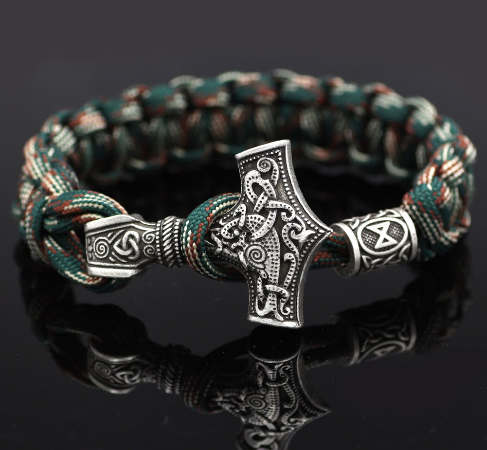 WorldNorse Thors Hammer geflochtenes Seil Wikinger Mjölnir Armband