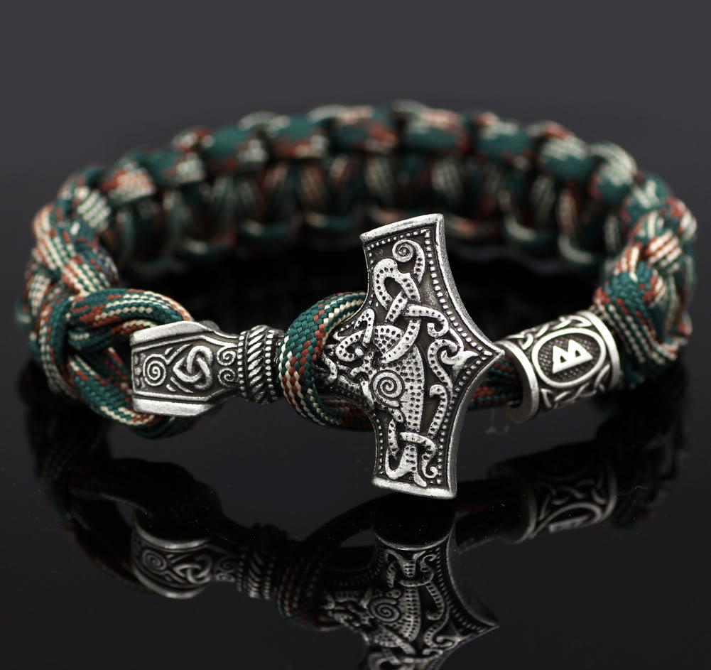 WorldNorse Thors Hammer geflochtenes Seil Wikinger Mjölnir Armband