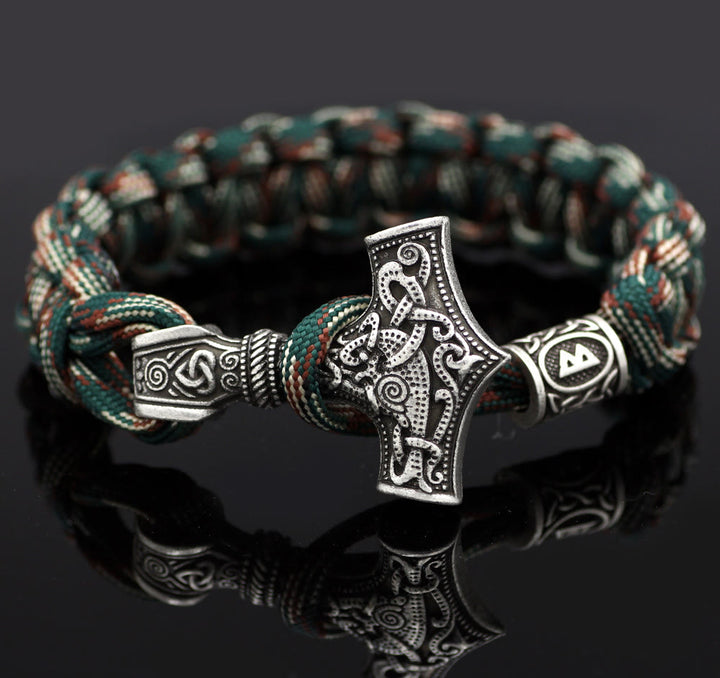 WorldNorse Thors Hammer geflochtenes Seil Wikinger Mjölnir Armband