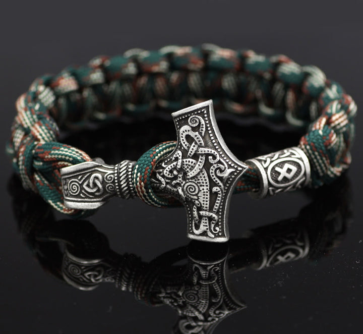 WorldNorse Thors Hammer geflochtenes Seil Wikinger Mjölnir Armband