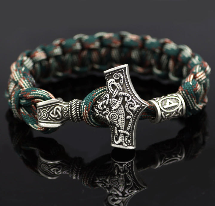 WorldNorse Thors Hammer geflochtenes Seil Wikinger Mjölnir Armband
