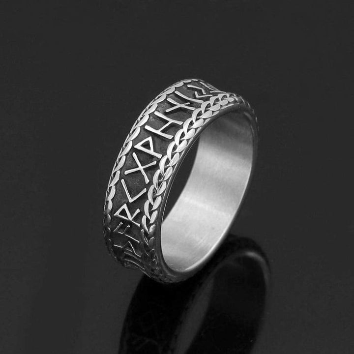 WorldNorse Antiker Wikinger Rune und Knotenring aus Edelstahl