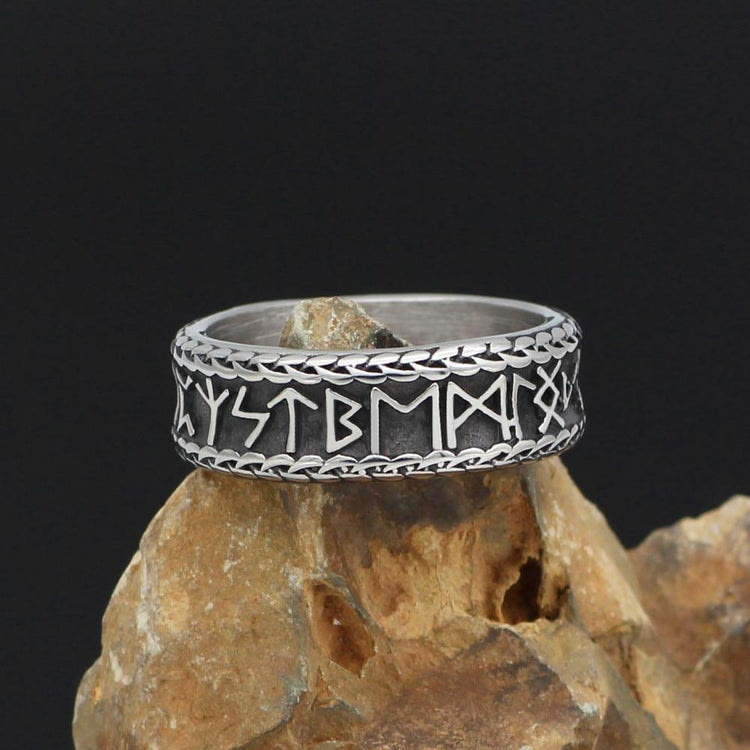 WorldNorse Antiker Wikinger Rune und Knotenring aus Edelstahl