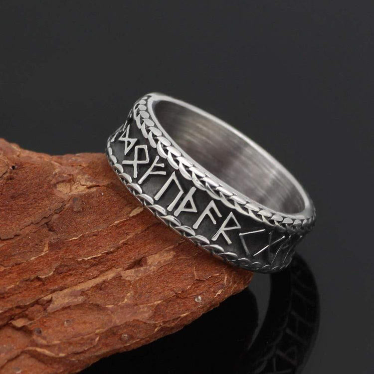 WorldNorse Antiker Wikinger Rune und Knotenring aus Edelstahl