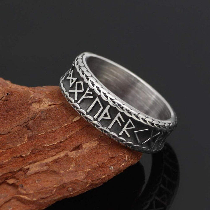 WorldNorse Antiker Wikinger Rune und Knotenring aus Edelstahl