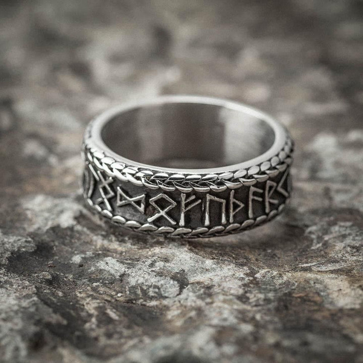WorldNorse Antiker Wikinger Rune und Knotenring aus Edelstahl