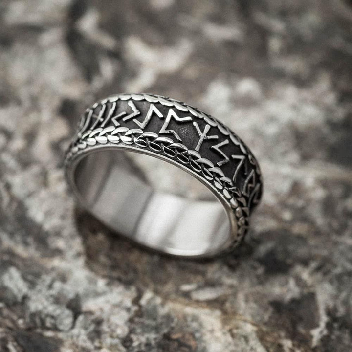 WorldNorse Antiker Wikinger Rune und Knotenring aus Edelstahl