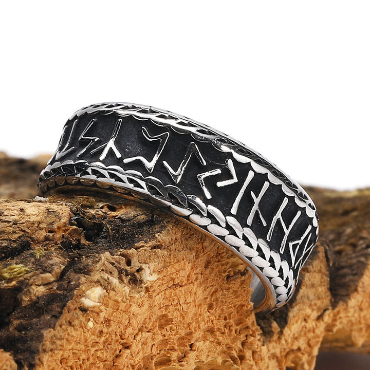 WorldNorse Antiker Wikinger Rune und Knotenring aus Edelstahl