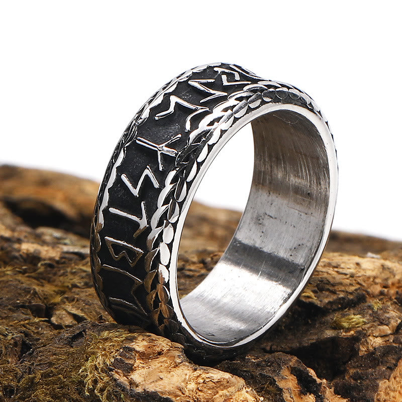 WorldNorse Antiker Wikinger Rune und Knotenring aus Edelstahl
