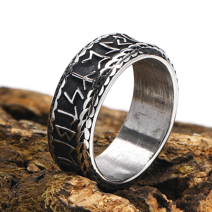 WorldNorse Antiker Wikinger Rune und Knotenring aus Edelstahl