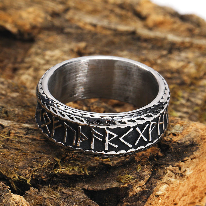 WorldNorse Antiker Wikinger Rune und Knotenring aus Edelstahl