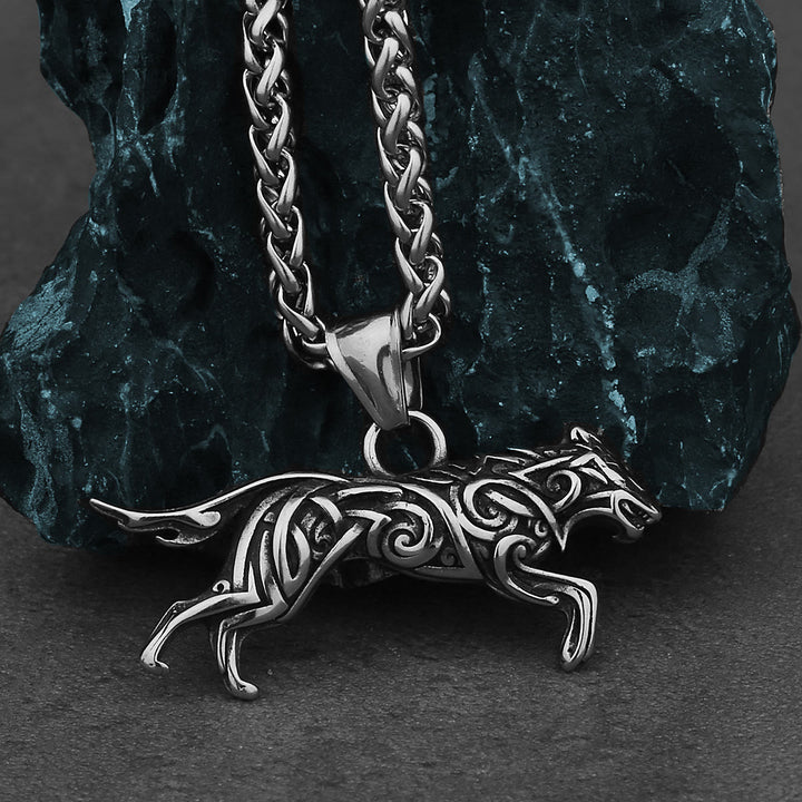 WorldNordische Wikinger-Halskette mit Wolf -Anhänger