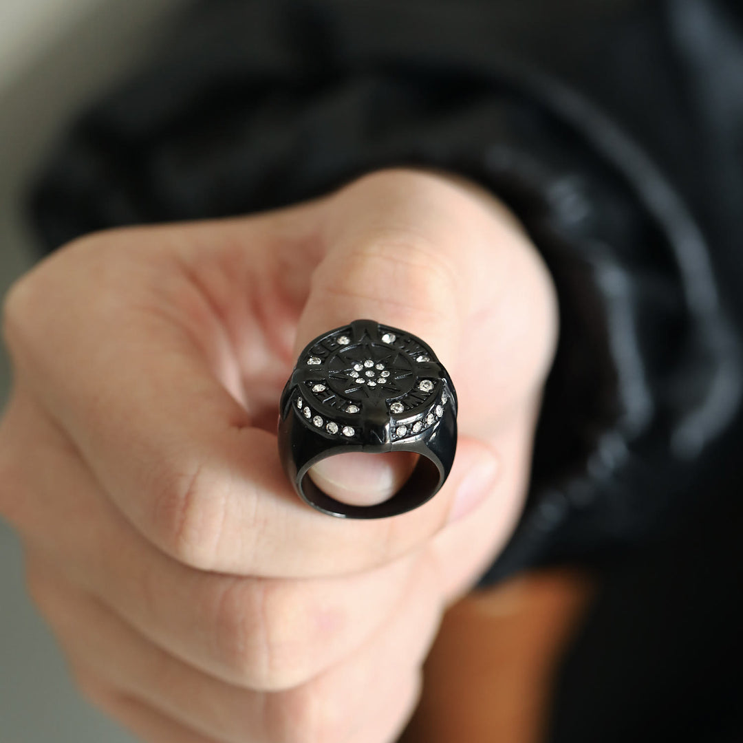 WorldNorse Anker Kompass Achteckiger Stern Amulett Ring