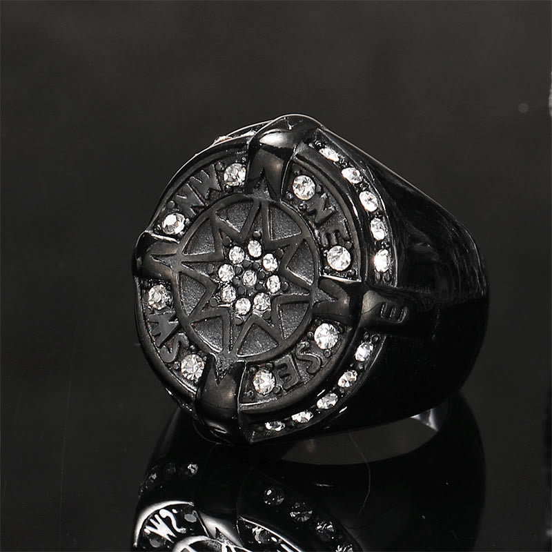 WorldNorse Anker Kompass Achteckiger Stern Amulett Ring