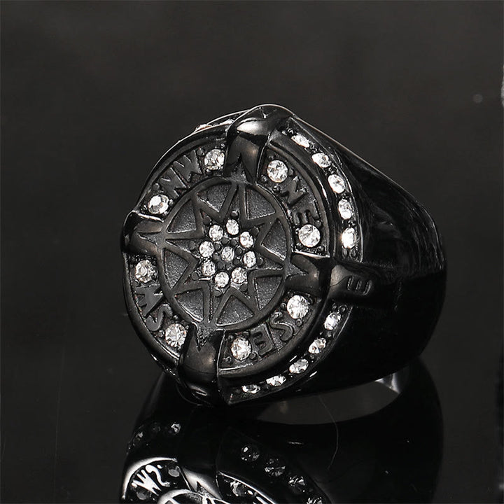 WorldNorse Anker Kompass Achteckiger Stern Amulett Ring