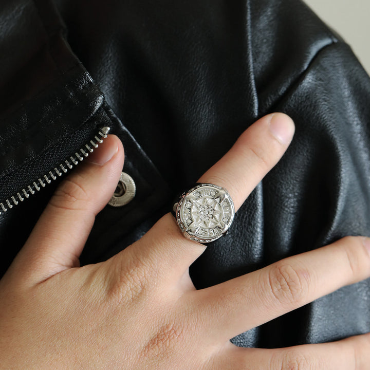 WorldNorse Anker Kompass Achteckiger Stern Amulett Ring