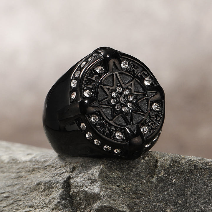 WorldNorse Anker Kompass Achteckiger Stern Amulett Ring