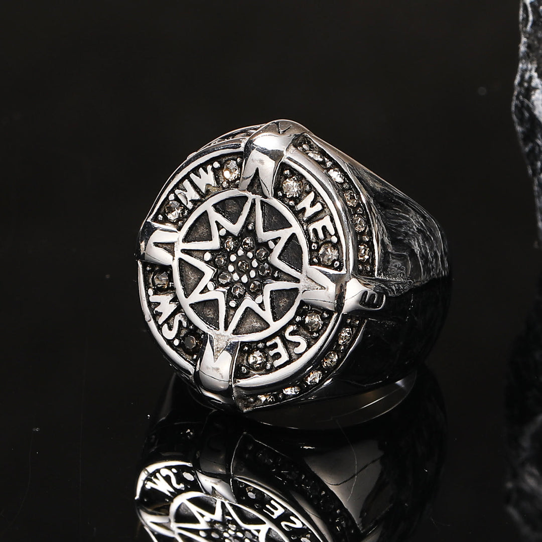 WorldNorse Anker Kompass Achteckiger Stern Amulett Ring