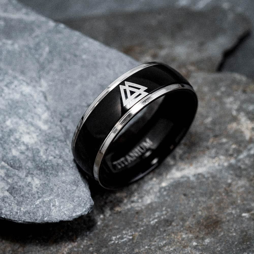 WorldNorse Schwarzer Valknut Individualitätsring