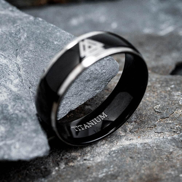 WorldNorse Schwarzer Valknut Individualitätsring